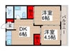 松戸グリーンコーポ  ４１１ 2DKの間取り