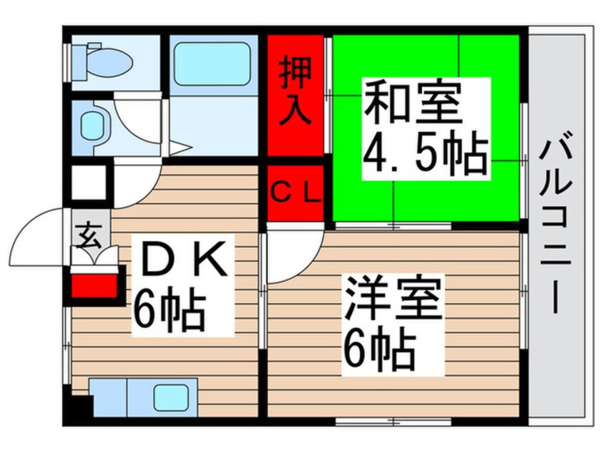 間取図 グリ－ンビレッジ中沢１号棟