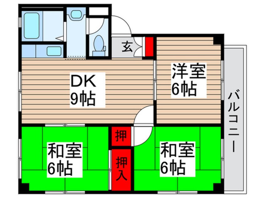 間取図 グリ－ンビレッジ中沢３号棟