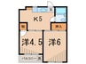 光ハウス（１Ｆ・３Ｆ） 2Kの間取り