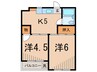 光ハウス（１Ｆ・３Ｆ） 2Kの間取り