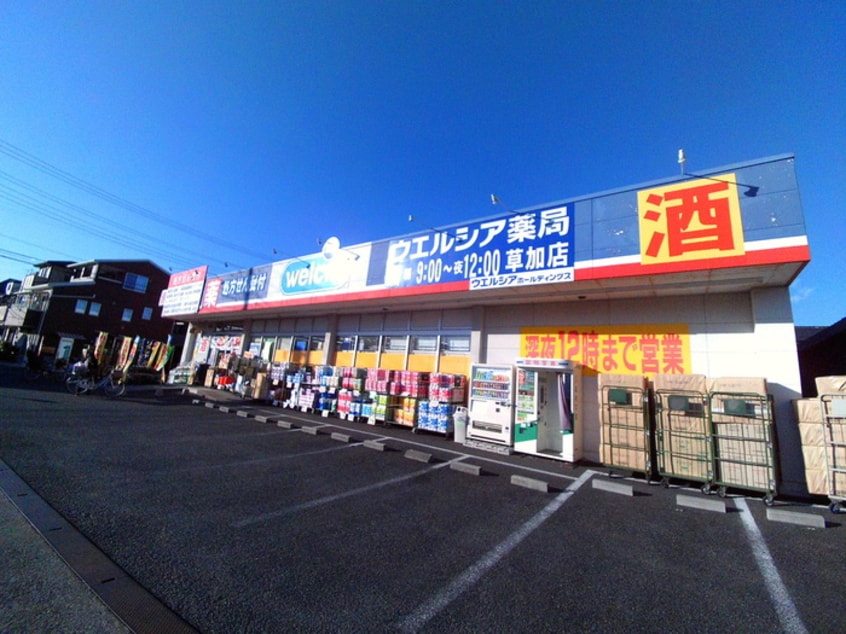 ウエルシア草加店(ドラッグストア)まで353m ファンテ－ジ池田