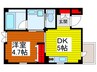 フロ－ラルミユキ 1DKの間取り