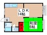 アメリカンハイツC 1LDKの間取り