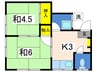 置田第三ハイツ 2Kの間取り