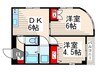 メゾン・ド・リプレット 2DKの間取り