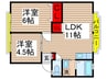 グリ－ンタウン勝田台Ｂ 2LDKの間取り