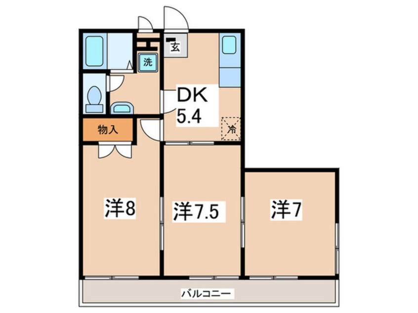 間取図 アンプル－ルフェ－ル長坂