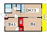 ア－バンライフＡ棟 2DKの間取り