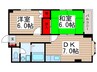 ルネ江戸川 2DKの間取り