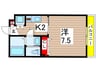 セゾン アムール 1Kの間取り
