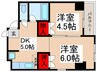 フロ－レス塚原ビル 2DKの間取り