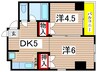 フロ－レス塚原ビル 2DKの間取り