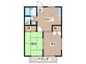 グリ－ンシテイ・山下 2DKの間取り