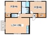コーポ宮ノ前 2LDKの間取り