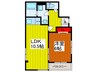 ロワイヤル田中 1LDKの間取り