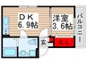 AJ新松戸Ⅱ 1DKの間取り