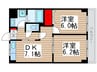 エクセレンスコ－ト鎌倉 2DKの間取り