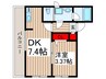 ルミエール朝霞台 1DKの間取り
