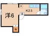 メゾンキュ－ビック 1Kの間取り