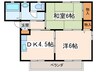 シャトル武蔵野台A 2DKの間取り