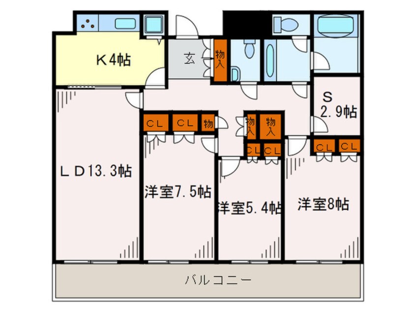 間取図 ﾘﾊﾞ-ｻｲﾄﾞ隅田ｾﾝﾄﾗﾙﾀﾜ-ﾊﾟﾚｽ