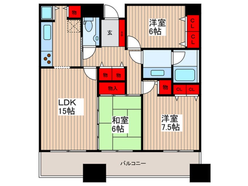 間取図 ﾘﾊﾞ-ｻｲﾄﾞ隅田ｾﾝﾄﾗﾙﾀﾜ-ﾊﾟﾚｽ