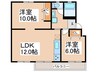 川和台団地13号棟（1336） 2LDKの間取り