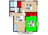 キャロットフィールドB棟 2DKの間取り