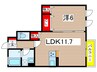 グランジュテ 1LDKの間取り