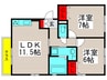 ウィルサクスィード 2LDKの間取り