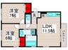 ウィルサクスィード 2LDKの間取り