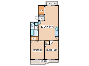 間取図 ｾﾝﾁｭﾘｰﾊｲﾂつくし野13号棟