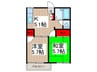 飯塚ハイツ 2Kの間取り