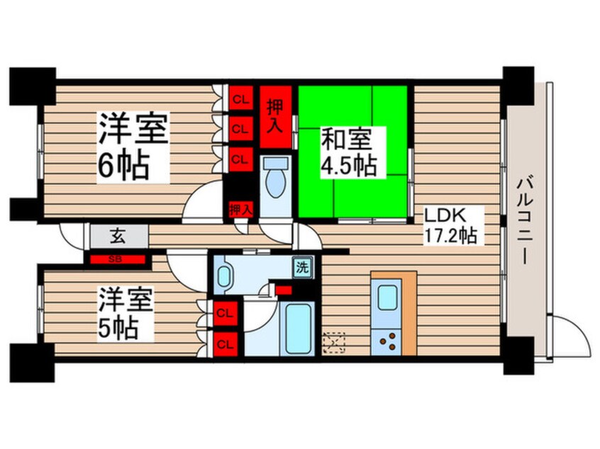 間取図 ﾗｲｵﾝｽﾞ柏千代田ｻｰﾊﾟｽﾚｼﾞﾃﾞﾝｽ