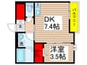 プランタン村上 1DKの間取り