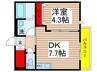 仮）八千代市村上ｱﾊﾟｰﾄ新築計画 1DKの間取り