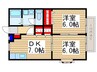 コンフォート川越 2DKの間取り