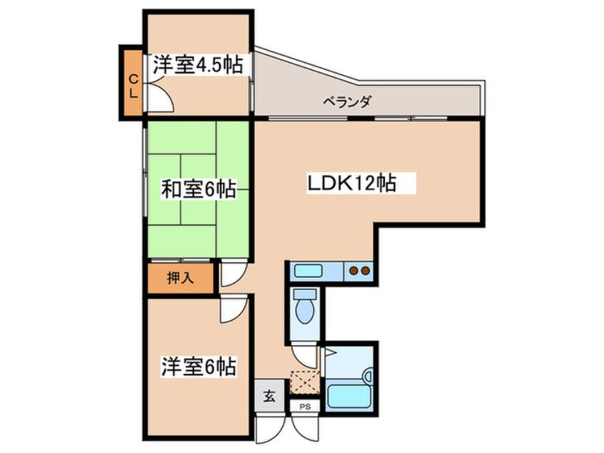 間取図 本厚木ｴｸﾞｾﾞｸﾃｨﾌﾞﾏﾝｼｮﾝ(696-2-2)