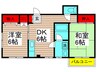 グランデ－ル不二 2DKの間取り