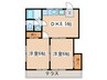 鈴木コ－ポ２ 2DKの間取り