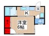 コ－ポカワノ 1Kの間取り