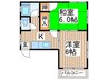川上ハイツ 2Kの間取り