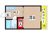 金岡マンション 1Kの間取り