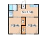 谷コ－ポ 2DKの間取り