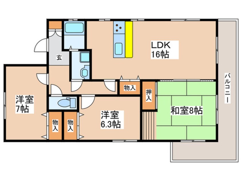 間取図 国立東郵便局(3階部分)