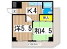 神明台ハイツ 2Kの間取り