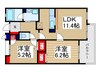 タ－トルクレインふじみ野Ⅱ 2LDKの間取り