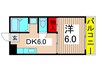 パ-クレ-ン東和 1DKの間取り