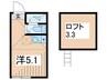 元町アズナーブル 1Rの間取り